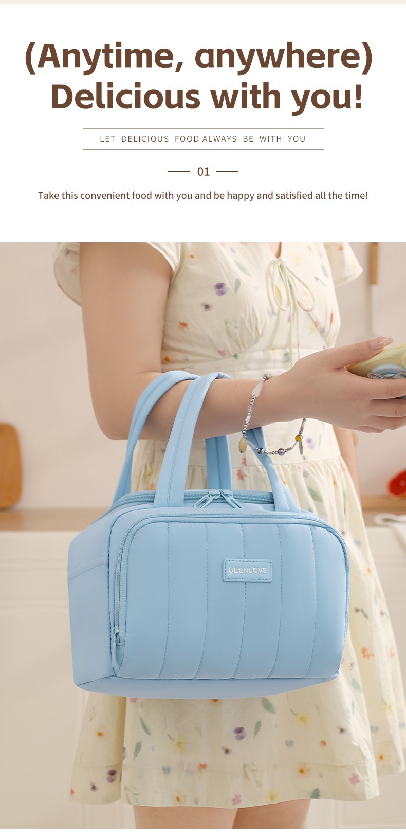 Multi-pocket square lunch bag-4